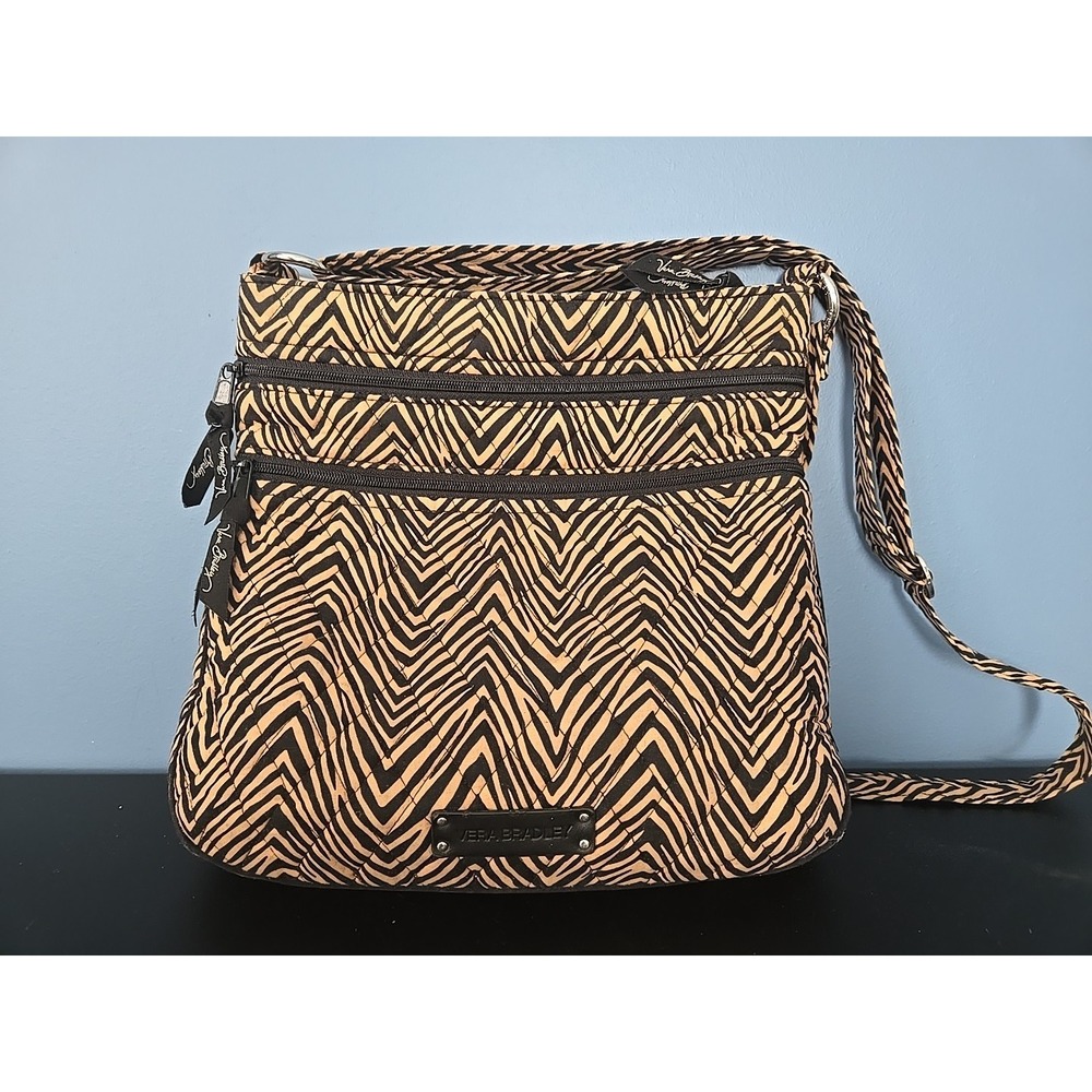 Vera Bradley Zebra Petite Double Zip Crossbody Hipster Purse - New